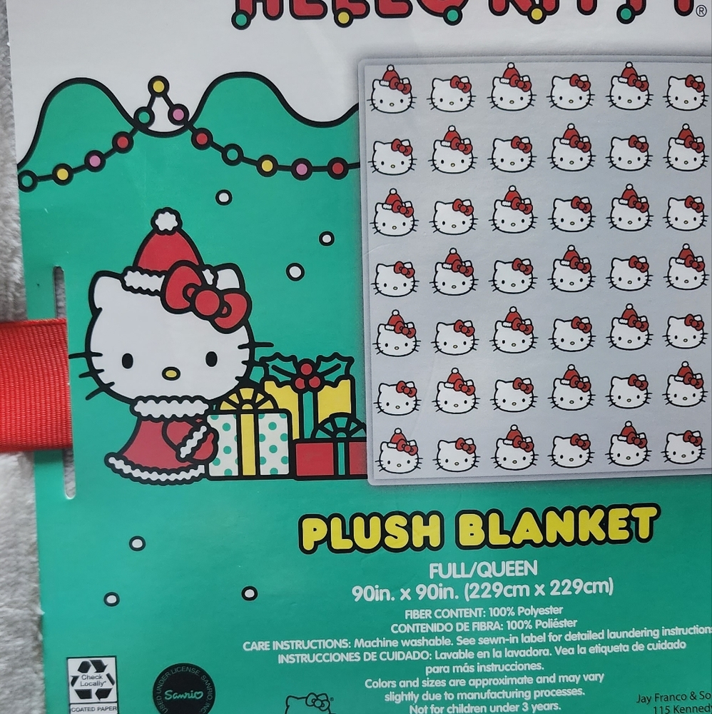 Hello Kitty Christmas Holiday Grey Full/Queen sized Viral big Blanket - Picture 2 of 3